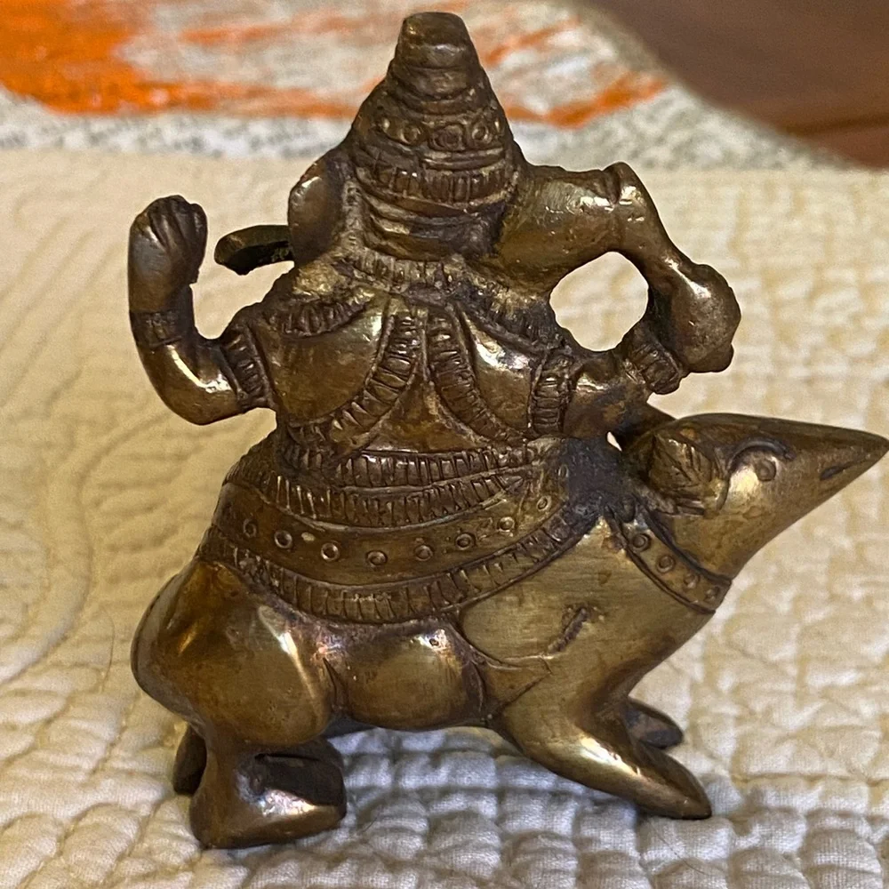 Brass Ganesh riding a shrew